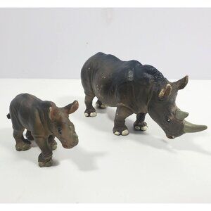 Safari Ltd White Rhino Mom & Baby 1996 Figure Lot